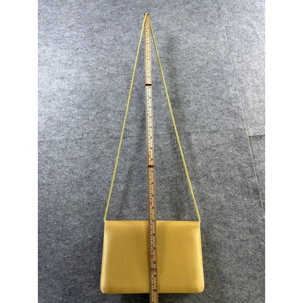 Unbranded Satin‎ Evening Clutch Bag Womens OS Gold Yellow Braided Strap Mirror